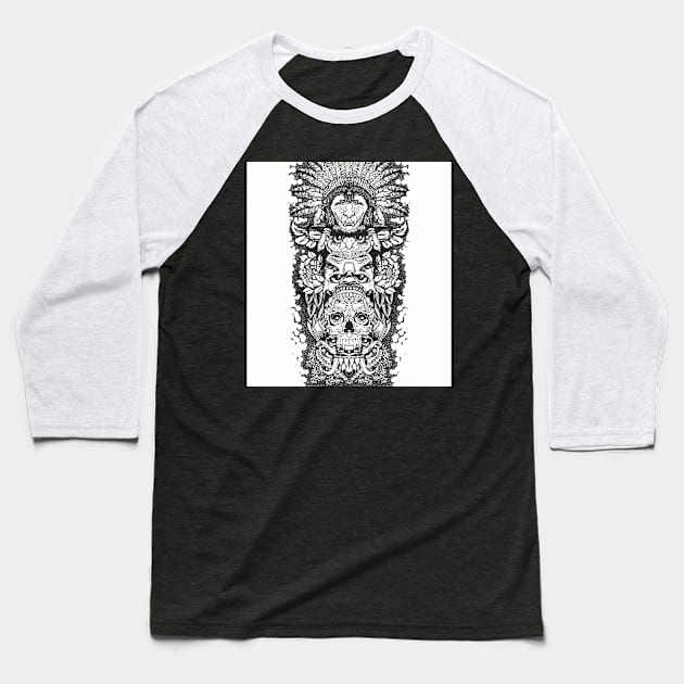 White Totem Baseball T-Shirt by By_Russso